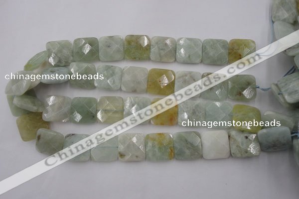 CAQ398 15.5 inches 20*20mm faceted square natural aquamarine beads