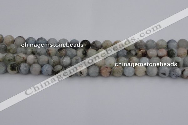 CAQ421 15.5 inches 8mm faceted round natural aquamarine beads