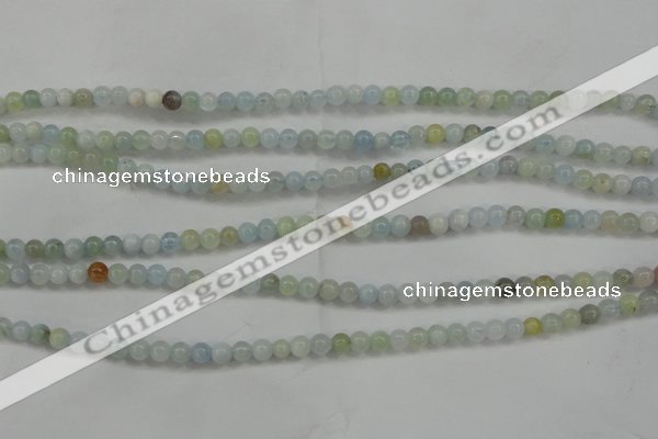 CAQ451 15.5 inches 4mm round aquamarine beads wholesale