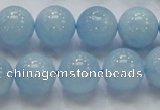 CAQ50 15.5 inches 14mm round natural aquamarine gemstone beads