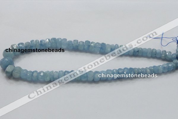 CAQ51 15.5 inches 6*12mm faceted rondelle natural aquamarine beads