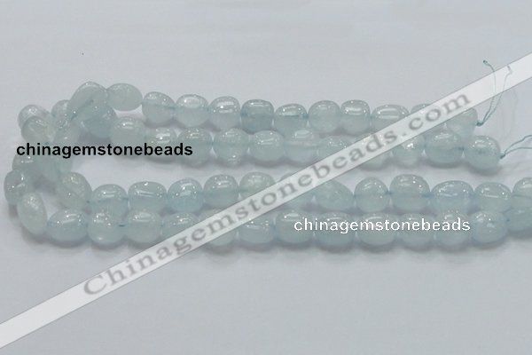 CAQ54 15.5 inches 10*15mm nugget natural aquamarine gemstone beads