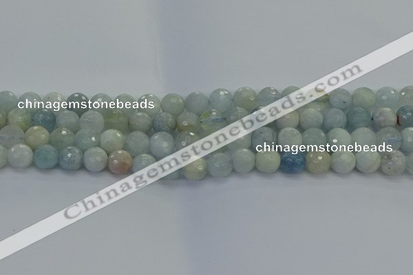 CAQ553 15.5 inches 8mm faceted round natural aquamarine beads