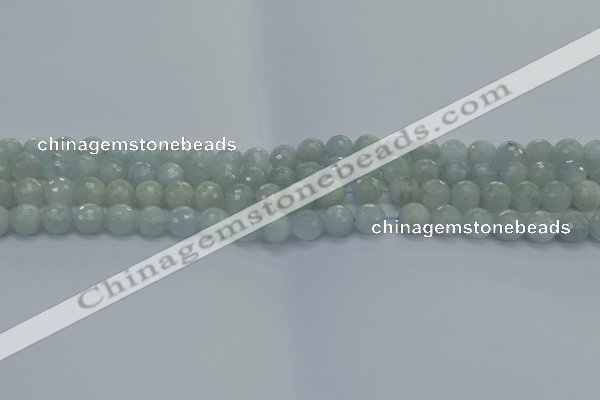 CAQ559 15.5 inches 4mm faceted round natural aquamarine beads