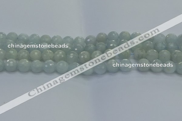 CAQ562 15.5 inches 10mm faceted round natural aquamarine beads