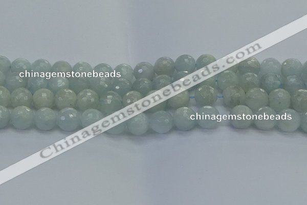 CAQ563 15.5 inches 12mm faceted round natural aquamarine beads