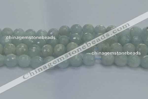 CAQ564 15.5 inches 14mm faceted round natural aquamarine beads