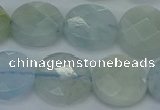 CAQ570 15.5 inches 11mm faceted coin natural aquamarine beads