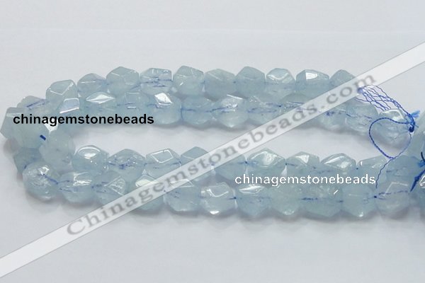 CAQ59 15.5 inches 16*20mm faceted nugget natural aquamarine beads