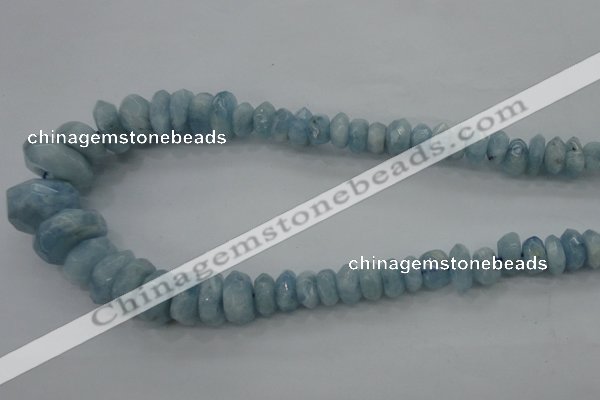 CAQ61 5*8mm – 10*16mm faceted nuggets natural aquamarine beads