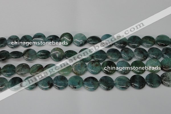 CAQ621 15.5 inches 16mm flat round aquamarine gemstone beads