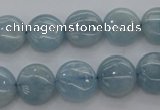 CAQ68 15.5 inches 12*12mm flat round natural aquamarine beads wholesale