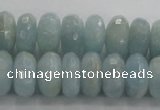 CAQ72 15.5 inches 6*11mm faceted rondelle AB grade aquamarine beads