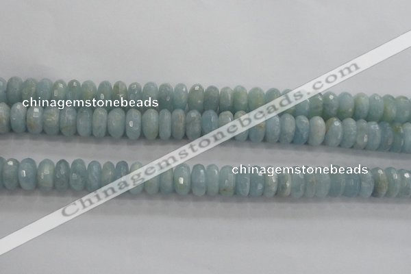 CAQ72 15.5 inches 6*11mm faceted rondelle AB grade aquamarine beads