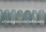 CAQ73 15.5 inches 6*13mm faceted rondelle AB grade aquamarine beads