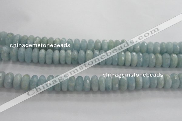 CAQ73 15.5 inches 6*13mm faceted rondelle AB grade aquamarine beads