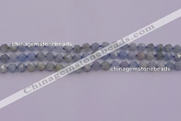 CAQ790 15.5 inches 6mm faceted nuggets aquamarine gemstone beads