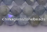 CAQ792 15.5 inches 10mm faceted nuggets aquamarine gemstone beads