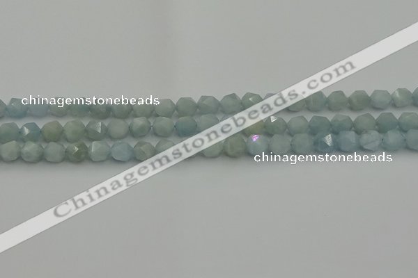 CAQ796 15.5 inches 6mm faceted nuggets aquamarine gemstone beads