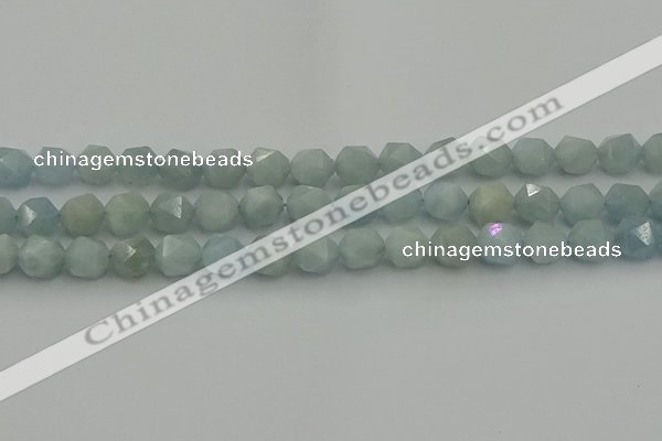 CAQ798 15.5 inches 10mm faceted nuggets aquamarine gemstone beads