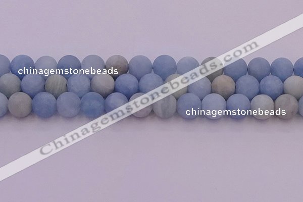 CAQ813 15.5 inches 10mm round matte aquamarine beads wholesale