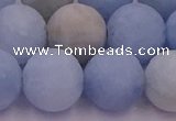 CAQ814 15.5 inches 12mm round matte aquamarine beads wholesale