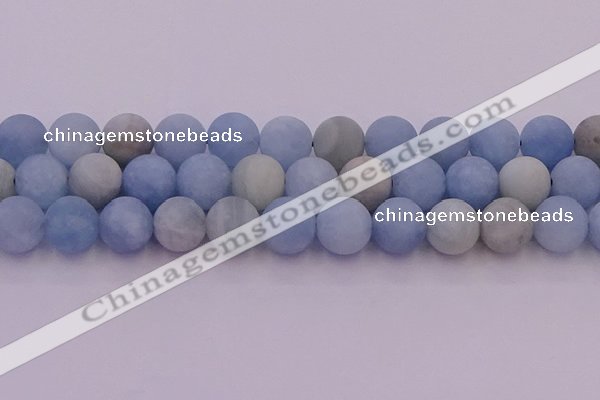 CAQ814 15.5 inches 12mm round matte aquamarine beads wholesale