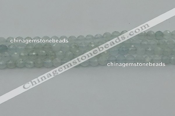 CAQ820 15.5 inches 6mm faceted round aquamarine beads wholesale