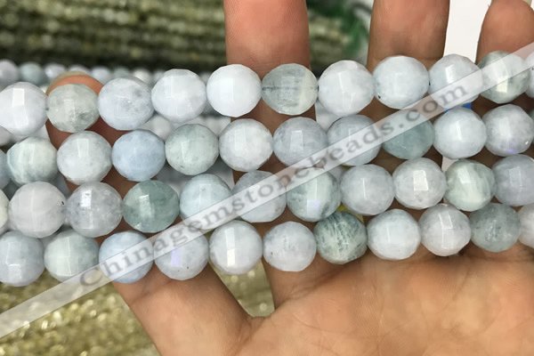 CAQ827 15.5 inches 10mm faceted round natural aquamarine beads