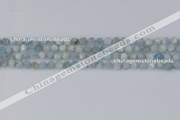 CAQ831 15.5 inches 6mm faceted nuggets aquamarine beads