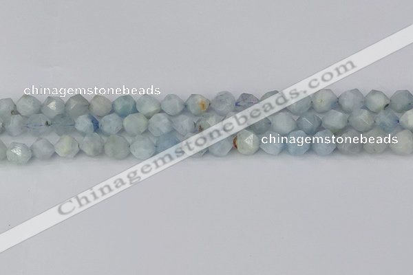 CAQ832 15.5 inches 8mm faceted nuggets aquamarine beads