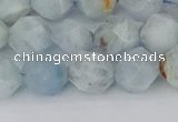 CAQ833 15.5 inches 10mm faceted nuggets aquamarine beads