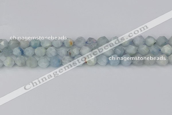 CAQ833 15.5 inches 10mm faceted nuggets aquamarine beads