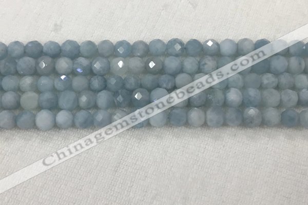 CAQ858 15.5 inches 6mm faceted round aquamarine gemstone beads