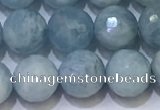 CAQ871 15.5 inches 8mmm faceted round aquamarine beads wholesale