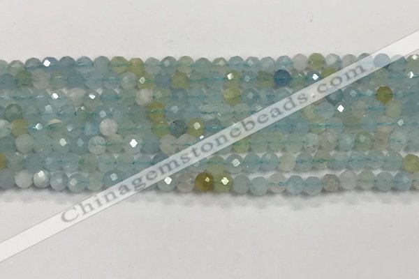 CAQ881 15.5 inches 3.5mm faceted round tiny aquamarine beads