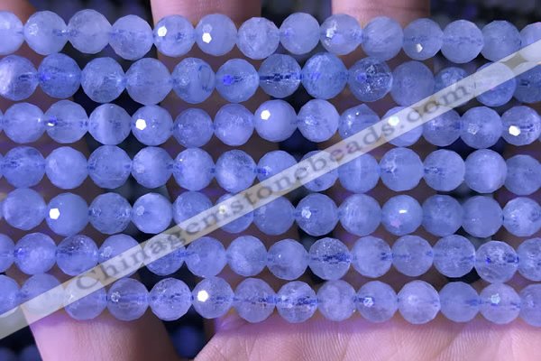 CAQ886 15.5 inches 6mm faceted round natural aquamarine beads