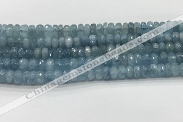 CAQ892 15.5 inches 5*8mm faceted rondelle aquamarine beads