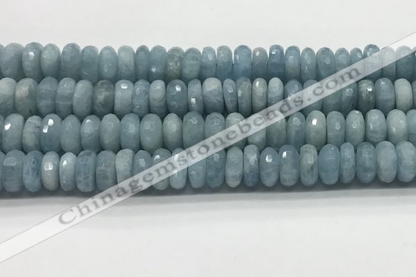 CAQ895 15.5 inches 6*12mm faceted rondelle aquamarine beads
