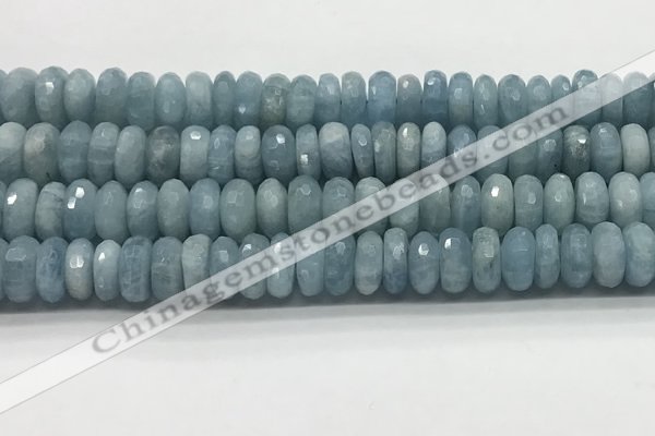 CAQ895 15.5 inches 6*12mm faceted rondelle aquamarine beads