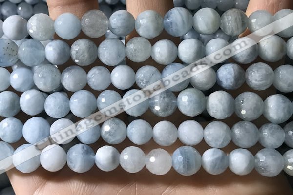 CAQ902 15.5 inches 8mm faceted round aquamarine beads