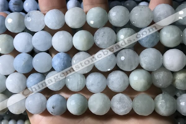 CAQ904 15.5 inches 12mm faceted round aquamarine beads