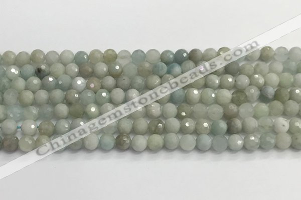 CAQ911 15.5 inches 6mm faceted round aquamarine beads wholesale