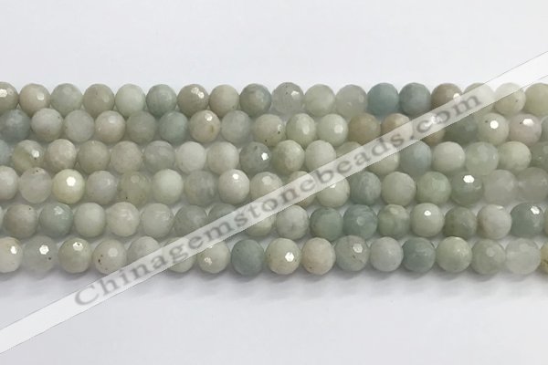 CAQ912 15.5 inches 8mm faceted round aquamarine beads wholesale