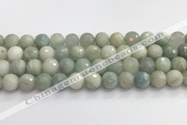 CAQ914 15.5 inches 12mm faceted round aquamarine beads wholesale