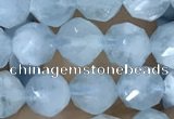 CAQ922 15.5 inches 6mm faceted nuggets aquamarine gemstone beads