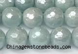 CAQ927 15 inches 8mm faceted round AB-color imitation aquamarine agate beads