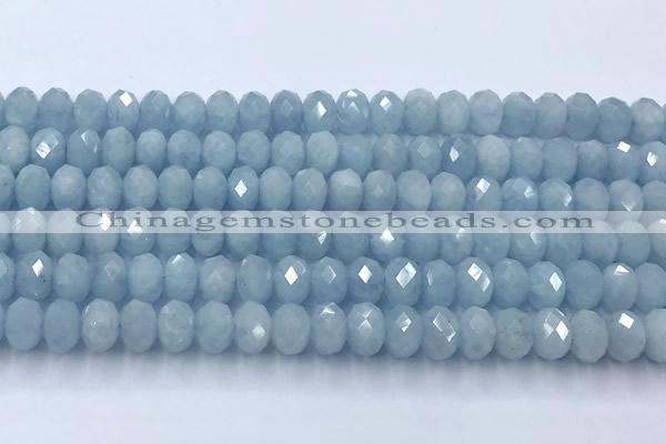 CAQ950 15 inches 6*8mm faceted rondelle aquamarine beads