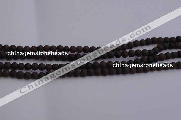 CAR208 15.5 inches 5mm - 6mm round matte natural amber beads