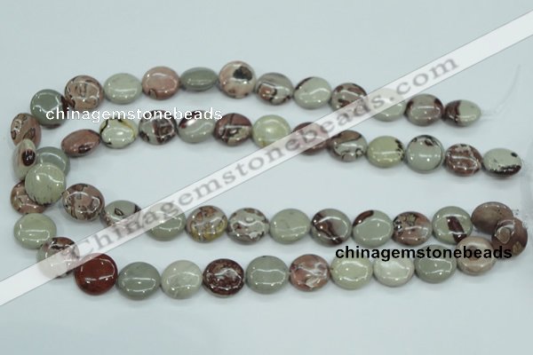 CAR32 15.5 inches 15mm flat round artistic jasper beads wholesale